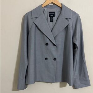 Boxy Cropped Silk Blend Double Breasted Blazer Size 10 Minimalist Career Classic